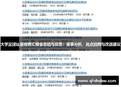 大学足球比赛观看汇报会总结与反思：赛事分析、亮点回顾与改进建议